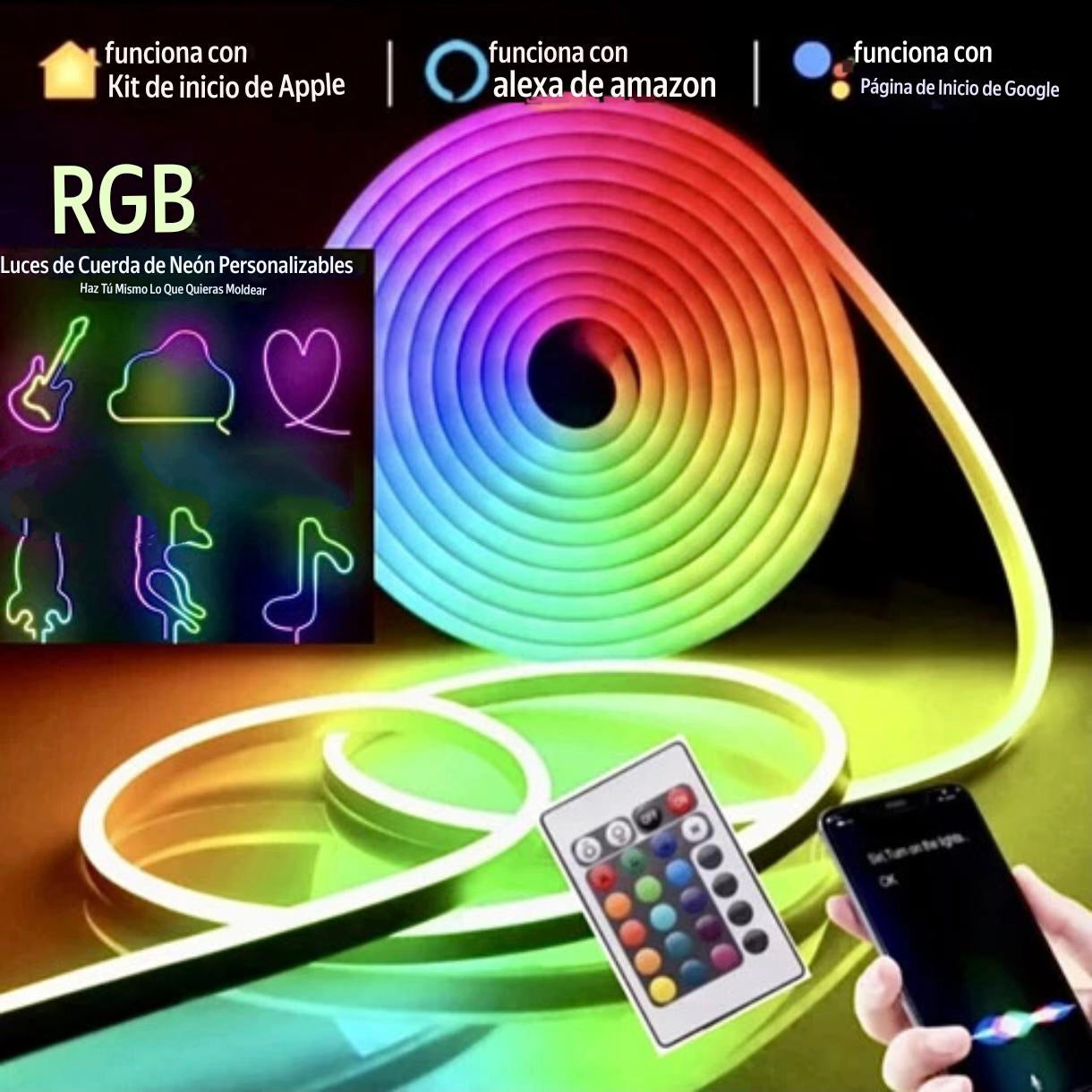 Cinta Neón LED RGB Bluetooth 5M – Neon Flex Multicolor con App