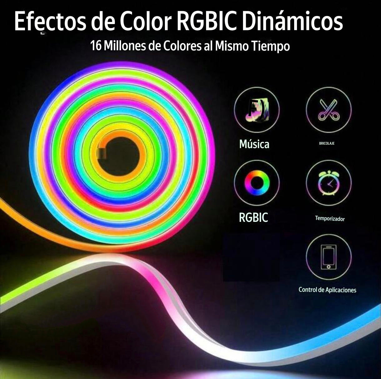 Cinta Neón LED RGB Bluetooth 5M – Neon Flex Multicolor con App