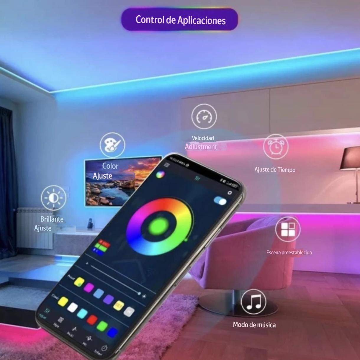 Cinta Neón LED RGB Bluetooth 5M – Neon Flex Multicolor con App