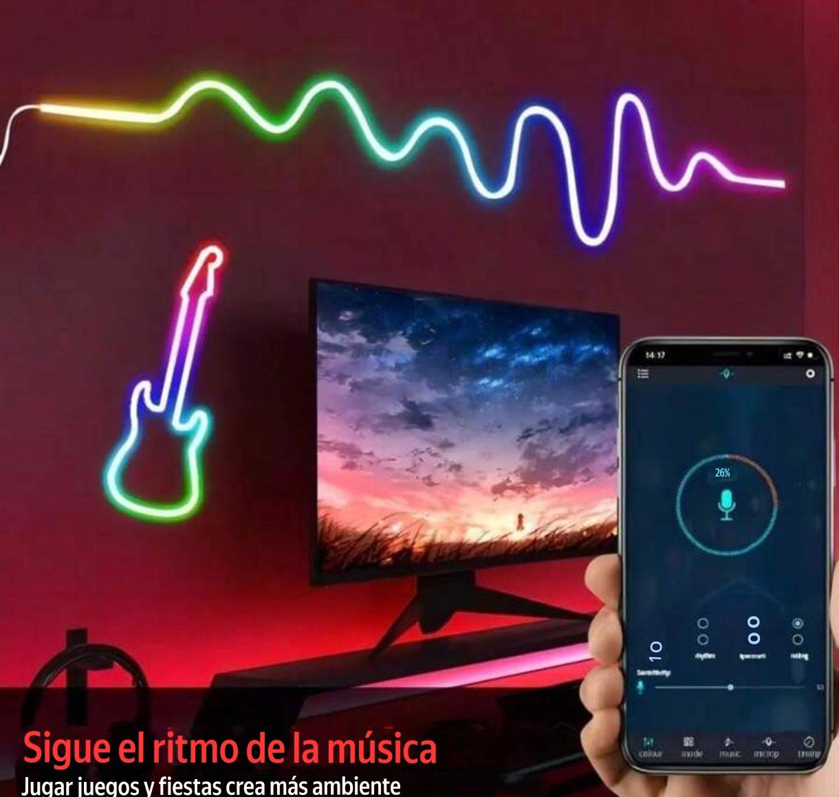 Cinta Neón LED RGB Bluetooth 5M – Neon Flex Multicolor con App