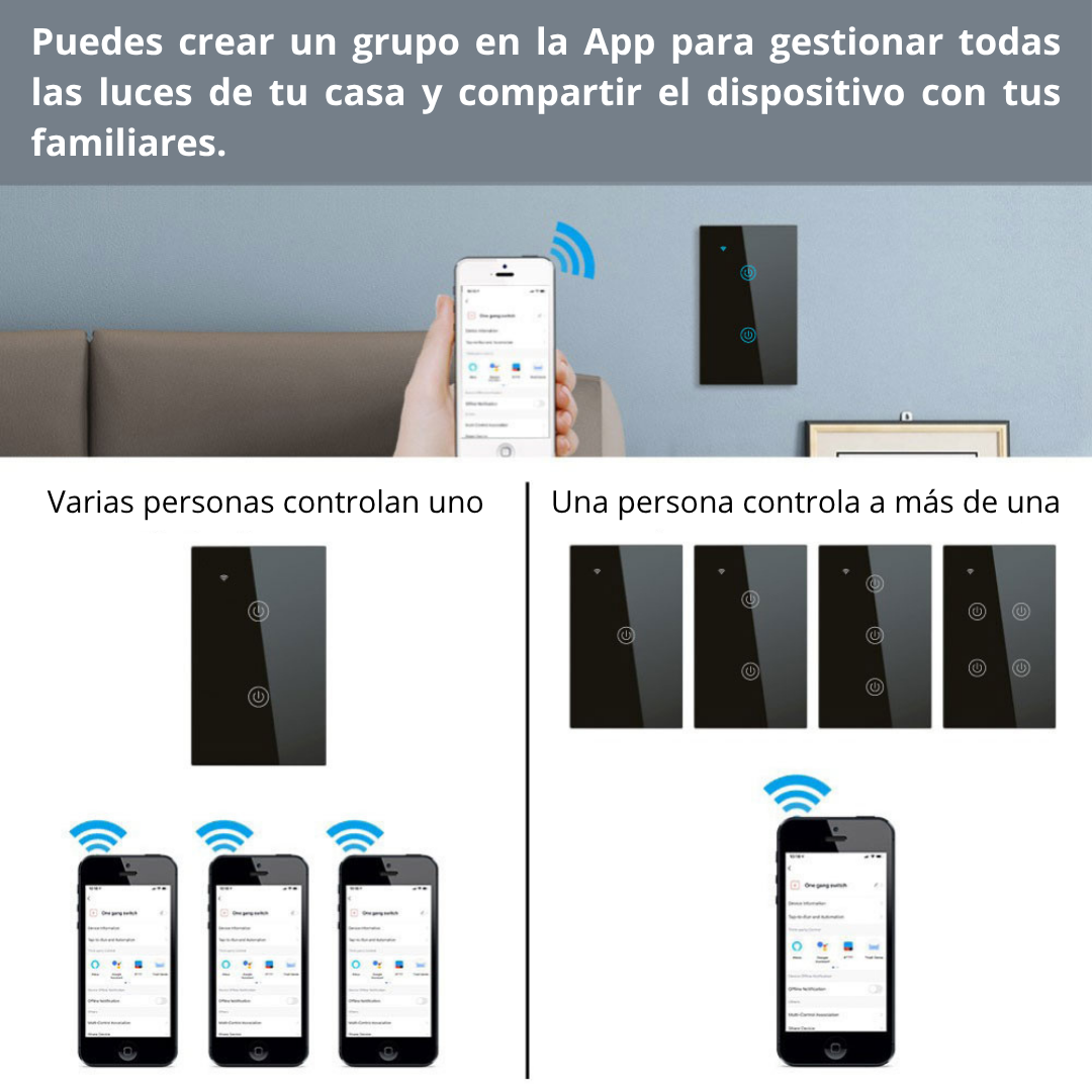 Interruptor Inteligente WiFi de Pared – Compatible con Alexa y Google Homea