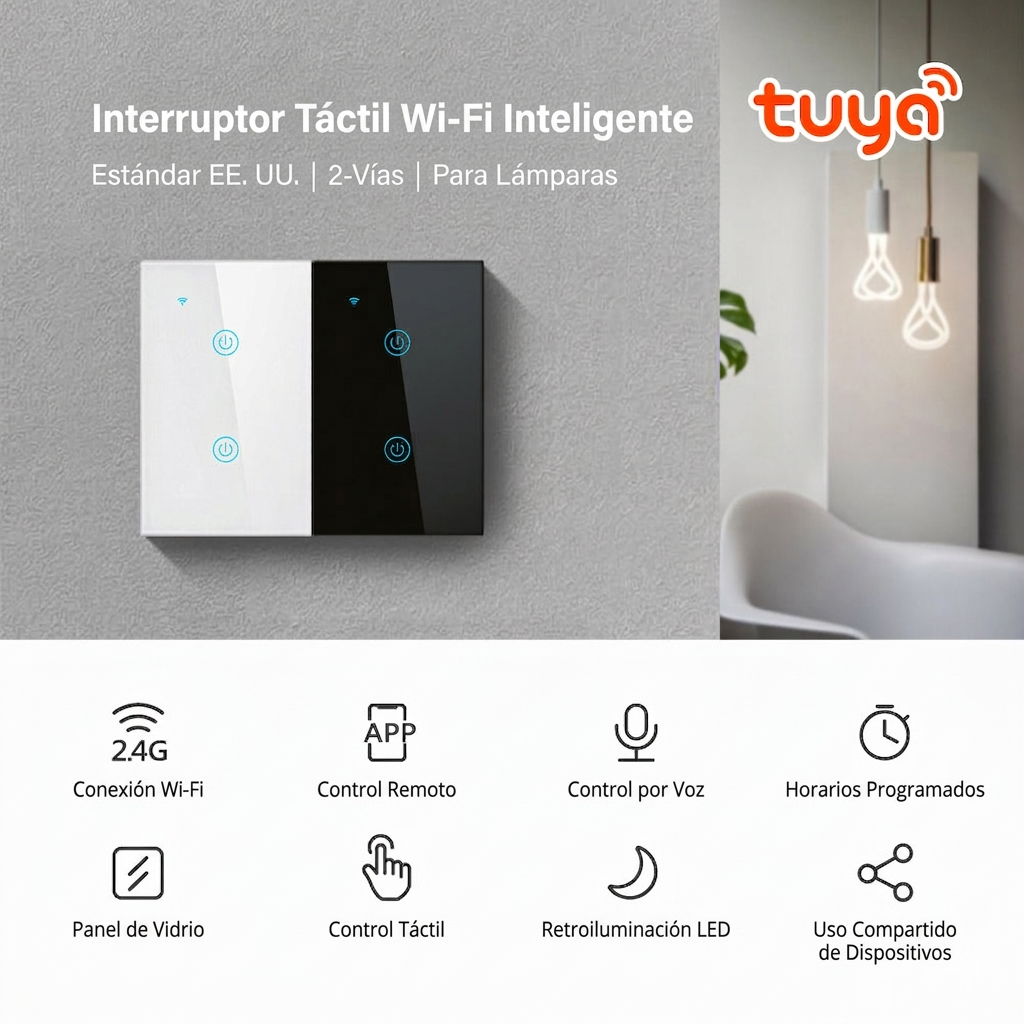 Interruptor Inteligente WiFi de Pared – Compatible con Alexa y Google Homea