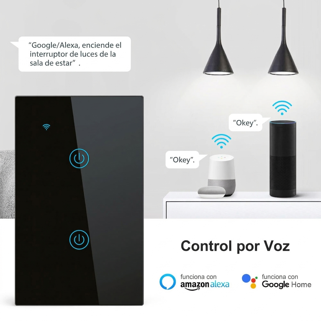 Interruptor Inteligente WiFi de Pared – Compatible con Alexa y Google Homea